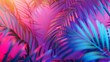 © Generative AI - Tropical and palm leaves in vibrant bold gradient holographic neon  colors Concept art Minimal surrealism summer background : Generative AI