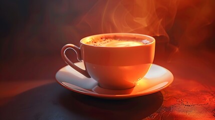 Aufkleber - Photo of coffee cup  Aromatic coffee drawing on coffee : Generative AI