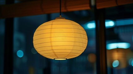 Aufkleber - Classic round ceiling lighting lamp is glowing in the dark room Interior decoration object closeup and selective focus : Generative AI