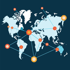 world map network with connections vector illustration.