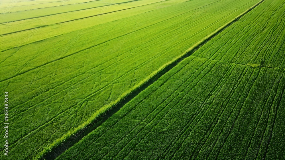 Katarni Rice Field View aerial view from flying drone of Field rice with landscape green ...