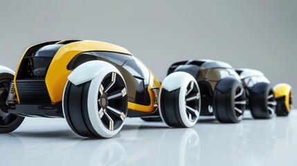 Futuristic Concept Cars in a Row