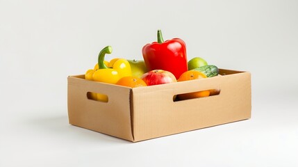 Poster - Empty Cardboard box for vegetables fruits and other things isolated on white background with clipping path : Generative AI