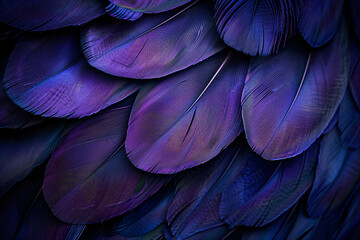 Wall Mural - violet feathers abstract background, texture of purple bird feather wallpaper design for wall art pr