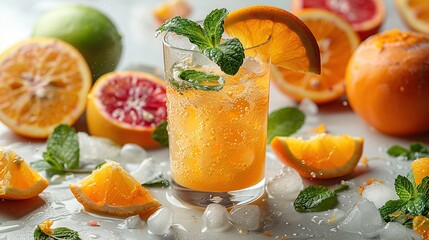 Poster - Refreshing Orange Drink with Mint