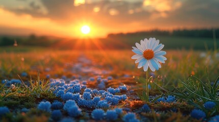 Wall Mural - Daisy at Sunset