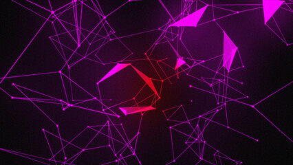 A  backdrop of purple  dots connected by thin glowing lines network  elegant plexus effect with black background Digital generated glowing lines organized into plexus.