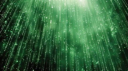Wall Mural - computer green matrix rain, raining straight down heavily, binary code in the rain. generative ai.