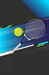 Wall Mural - Tennis tournament poster template with ball and racket