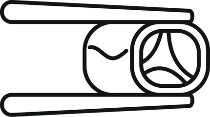 Poster - Line art icon of a sushi roll being held by chopsticks