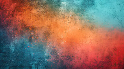 Wall Mural - Grainy gradient background teal orange red blue retro noise texture summer banner poster backdrop design Stock Illustration