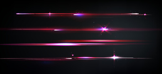 Wall Mural - pink and purple line with light flare on black background. bright with streak neon glow effect and s