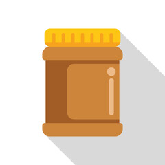 Poster - Closed jar full of peanut butter with blank label is standing on white background