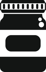 Sticker - Black silhouette of a jar with a blank label and a screw cap, perfect for illustrating homemade food preservation