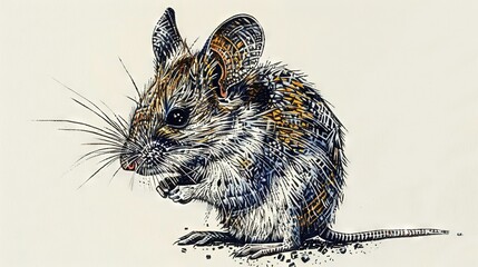 Poster -   Mouse sitting on paper with splatter paint