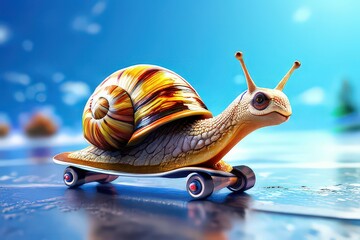 the AI Image Generator, snail running at high speed with motion blur. Background