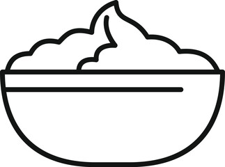 Wall Mural - Line drawing of a bowl overflowing with mashed potatoes and a sprig of dill