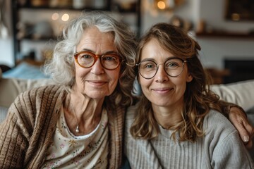 Grandmother and granddaughter taking a photo together