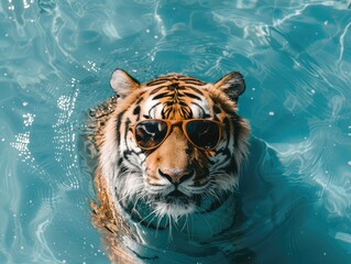 Sticker - tiger in water