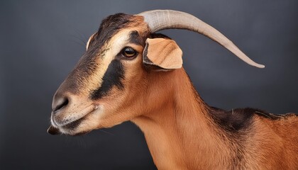 Wall Mural - goat close up head on black background 