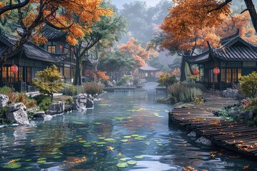 Wall Mural - Traditional ancient Chinese gardens