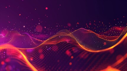 Wall Mural - Abstract Digital Landscape with Glowing Particles