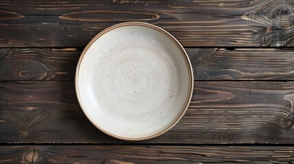 Canvas Print - Empty plate on wood background for your design