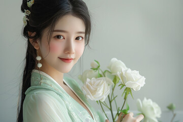 Poster - A young Chinese woman wearing traditional Chinese clothing