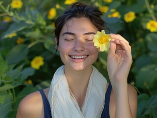 Canvas Print - woman with flower