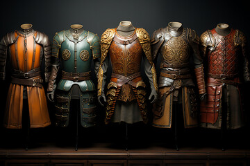 Medieval Armors isolated on transparent background.