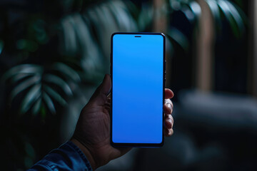 Canvas Print - Holding a phone in hand, with a dark background advertisement