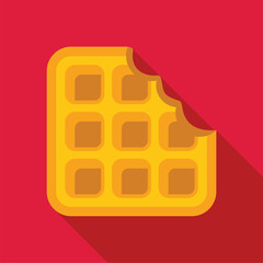 Canvas Print - Square waffle with bite taken out of it, symbolizing hunger, breakfast, and food enjoyment