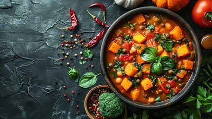 Sticker - Delicious Pumpkin Soup With Fresh Basil and Spices