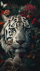 Wall Mural - world animal day. white tiger. close-up of a tiger