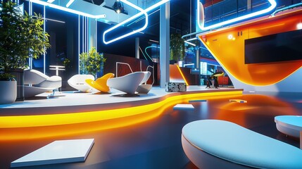 Wall Mural - Futuristic Lounge Interior Design.