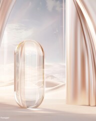 Poster - Modern Transparent Glassmorphism Design in Futuristic Architecture with Elegant Crystal-Clear Elements