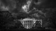 © Irina Ukrainets - Dramatic black and white photo of White House with storm clouds. The sky is dark and full of motion. Capturing the intensity and grandeur of this iconic structure.