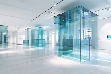 Modern Office Space with Indoor Glass Walls Highlighting Contemporary Design and Open Work Environment