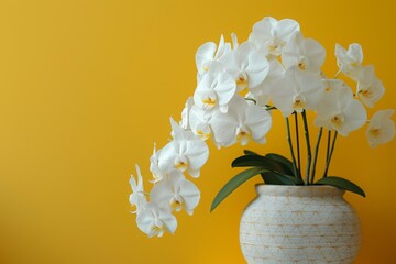 Wall Mural - Elegant White Orchids in Ceramic Vase