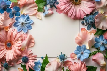 Sticker - Floral Frame with Pink and Blue Flowers