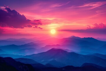 Canvas Print - Sunset Over Tranquil Mountains