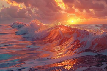 Poster - Sunset Ocean Waves