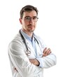 © eartist85 - Portrait of successful doctor, standing with arms crossed, isolated on white background.