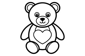 Canvas Print - teddy bear line art vector illustration