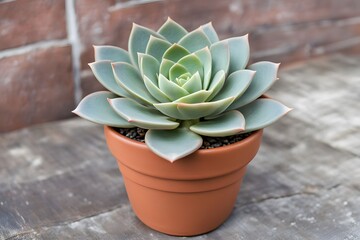 Cold hardy succulent plant in pot, AI Generated