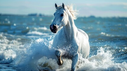 Wall Mural - horse in the water