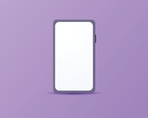 3D cartoon smartphone isolated on purple background