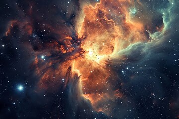 Wall Mural - sparkling stars and nebulas, space background with stardust and shining stars realistic colorful cos