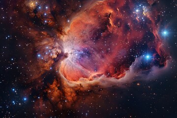 Wall Mural - sparkling stars and nebulas, space background with stardust and shining stars realistic colorful cos