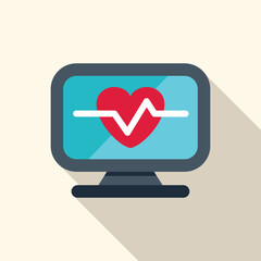 Poster - Illustration of a computer monitor displaying a heartbeat, representing patient health monitoring in a hospital setting